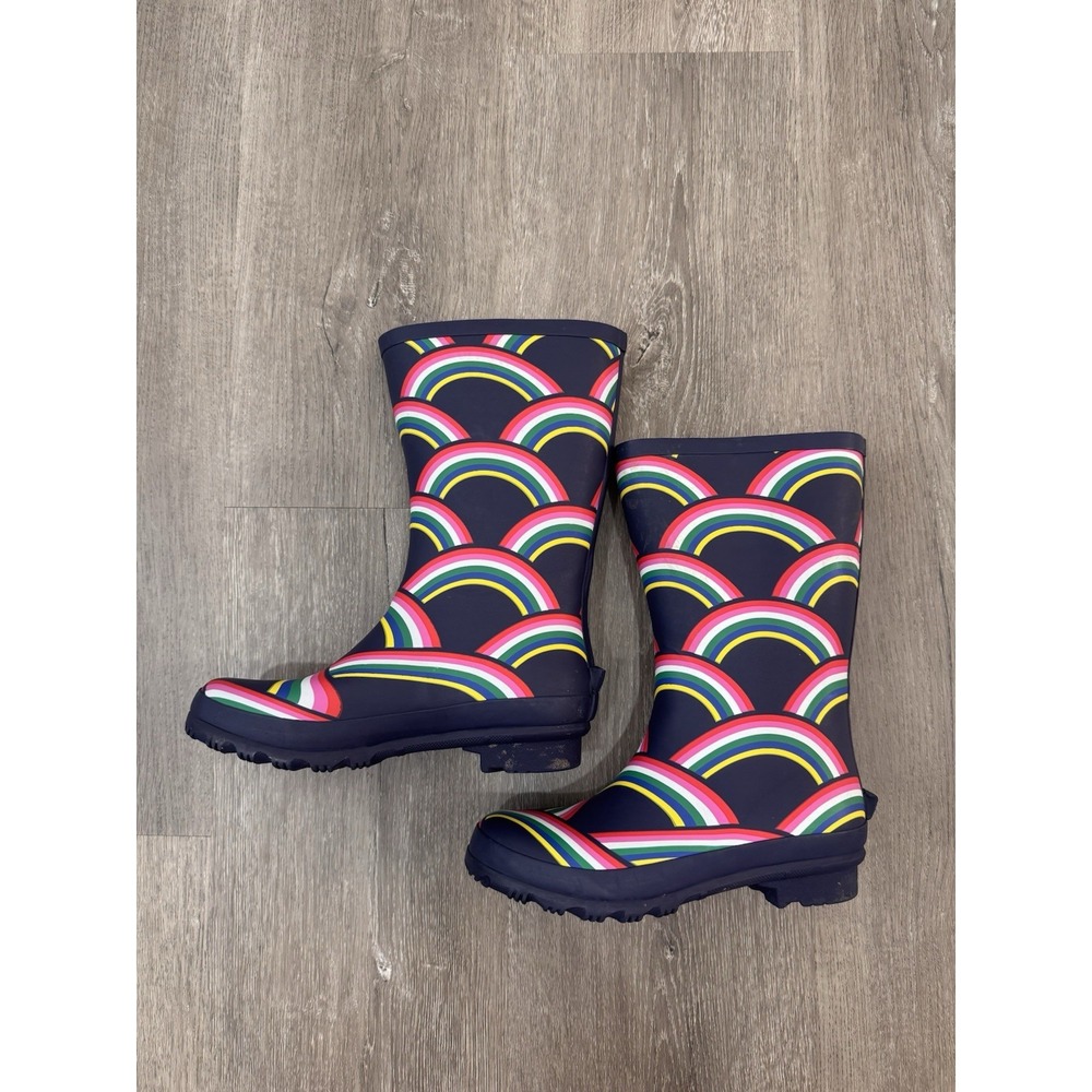 Mini Boden Kids Rainbow Rain Boots Navy Multicolor Waterproof EU 33 US 2